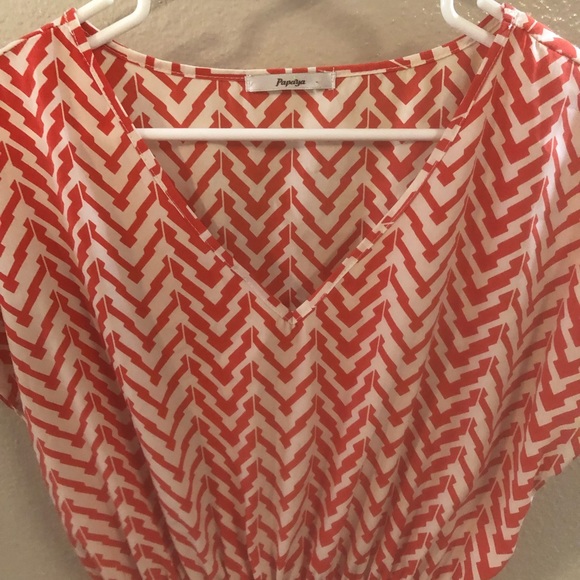 Red & white chevron peplum top - Picture 2 of 3